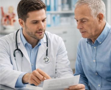 врач объясняет осложнения геморроя пациенту